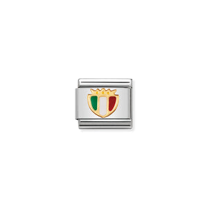 COMPOSABLE CLASSIC LINK 030204/02 ITALY SHIELD IN 18K GOLD & ENAMEL