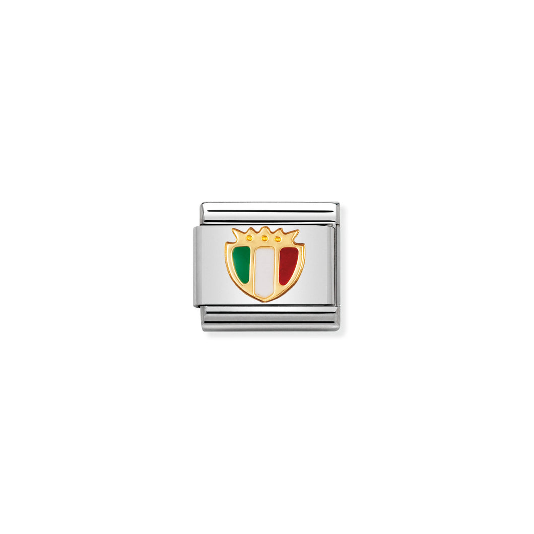COMPOSABLE CLASSIC LINK 030204/02 ITALY SHIELD IN 18K GOLD & ENAMEL