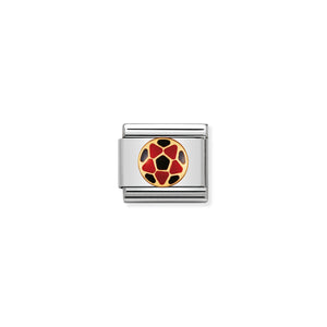 COMPOSABLE CLASSIC LINK 030204/16 RED AND BLACK BALL IN 18K GOLD & ENAMEL