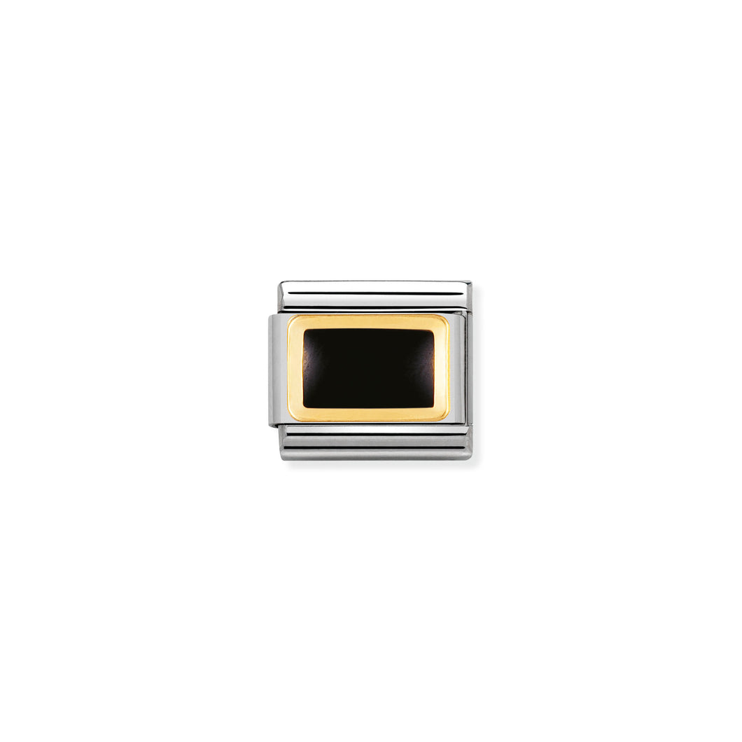 COMPOSABLE CLASSIC LINK 030206/14 BLACK RECTANGLE IN 18K GOLD & ENAMEL