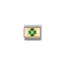 Load image into Gallery viewer, COMPOSABLE CLASSIC LINK 030206/27 GREEN FOUR-LEAF CLOVER IN 18K GOLD &amp; ENAMEL
