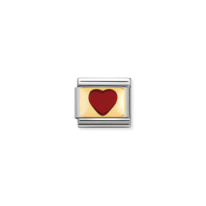 COMPOSABLE CLASSIC LINK 030206/33 RED HEART IN 18K GOLD & ENAMEL
