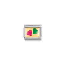 Load image into Gallery viewer, COMPOSABLE CLASSIC LINK 030206/41 PINK AND GREEN HEART IN 18K GOLD &amp; ENAMEL
