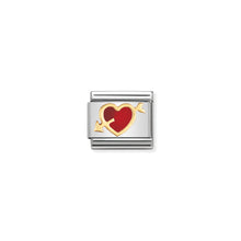 Load image into Gallery viewer, COMPOSABLE CLASSIC LINK 030207/12 RED HEART WITH ARROW IN 18K GOLD &amp; ENAMEL
