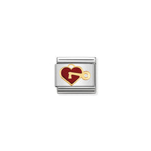 Load image into Gallery viewer, COMPOSABLE CLASSIC LINK 030207/47 HEART WITH KEY IN 18K GOLD &amp; ENAMEL
