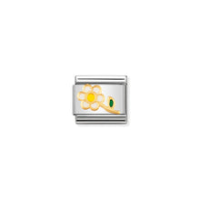 Load image into Gallery viewer, COMPOSABLE CLASSIC LINK 030214/05 WHITE FLOWER WITH STEM IN 18K GOLD AND ENAMEL
