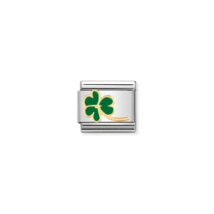 COMPOSABLE CLASSIC LINK 030214/23 CLOVER WITH STEM IN 18K GOLD AND ENAMEL