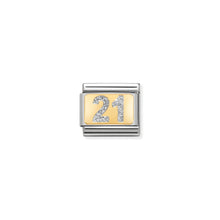 Load image into Gallery viewer, COMPOSABLE CLASSIC LINK 030224/02 NUMBER 21 WITH GLITTER IN 18K GOLD
