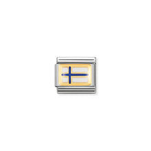 Load image into Gallery viewer, COMPOSABLE CLASSIC LINK 030234/04 FINLAND FLAG IN 18K GOLD AND ENAMEL

