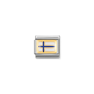 COMPOSABLE CLASSIC LINK 030234/04 FINLAND FLAG IN 18K GOLD AND ENAMEL