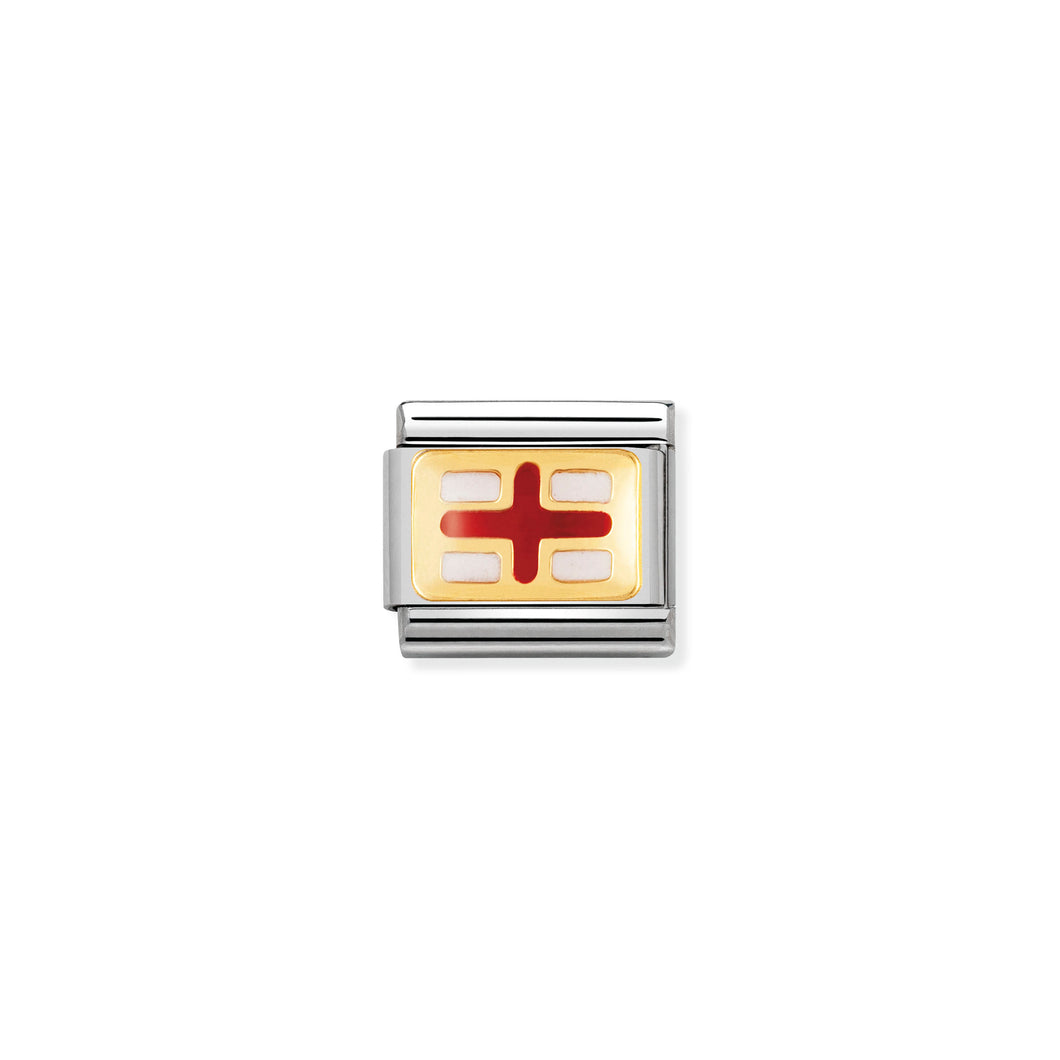 COMPOSABLE CLASSIC LINK 030234/08 ENGLAND FLAG IN 18K GOLD AND ENAMEL
