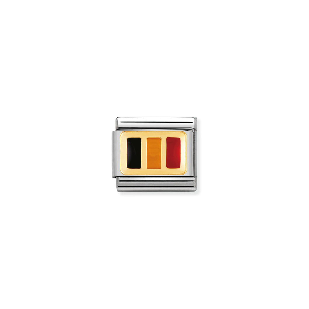 COMPOSABLE CLASSIC LINK 030234/11 BELGIUM FLAG IN 18K GOLD AND ENAMEL