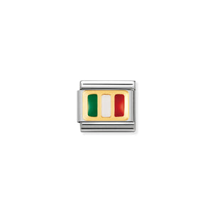 COMPOSABLE CLASSIC LINK 030234/21 ITALY FLAG IN 18K GOLD AND ENAMEL