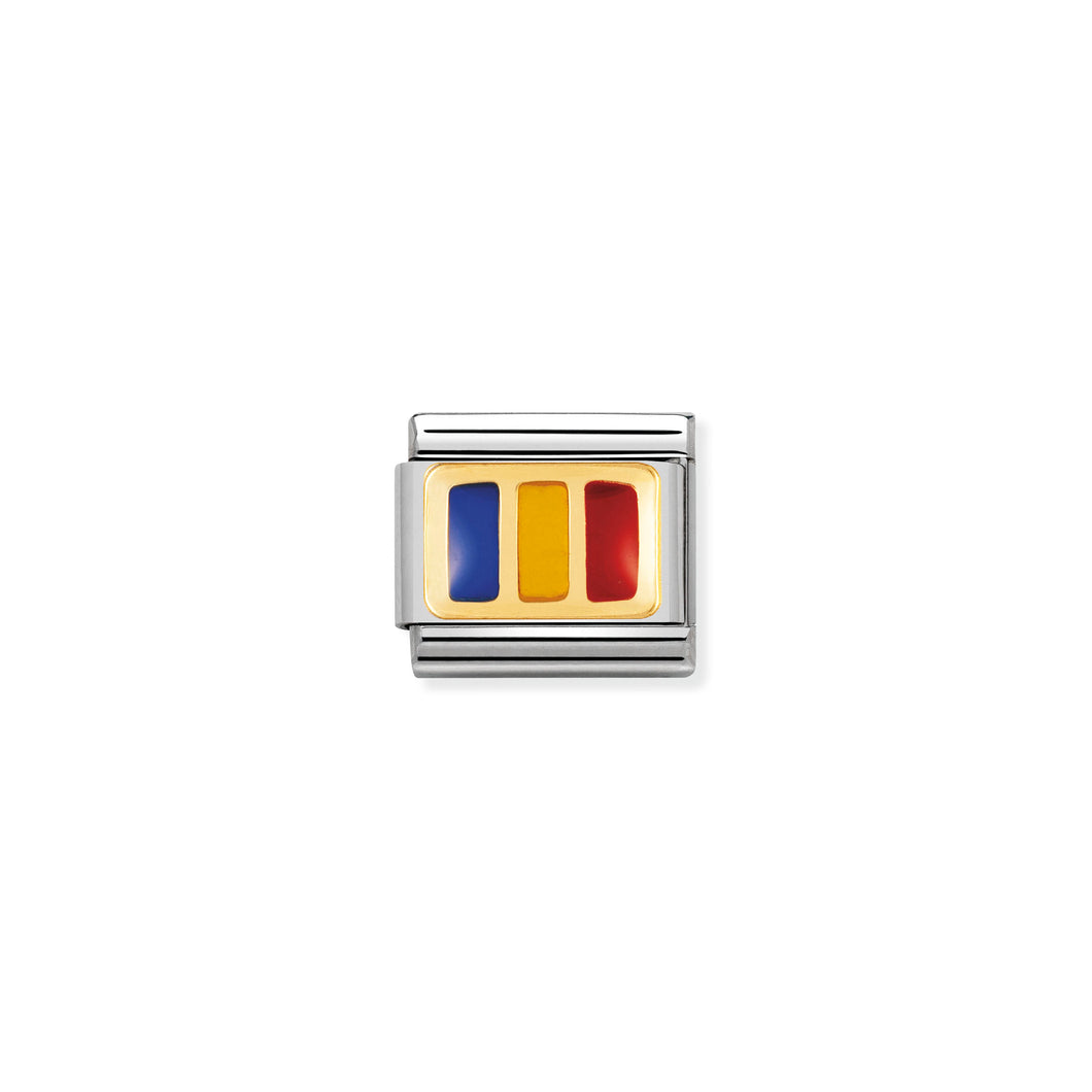 COMPOSABLE CLASSIC LINK 030234/26 ROMANIA FLAG IN 18K GOLD AND ENAMEL