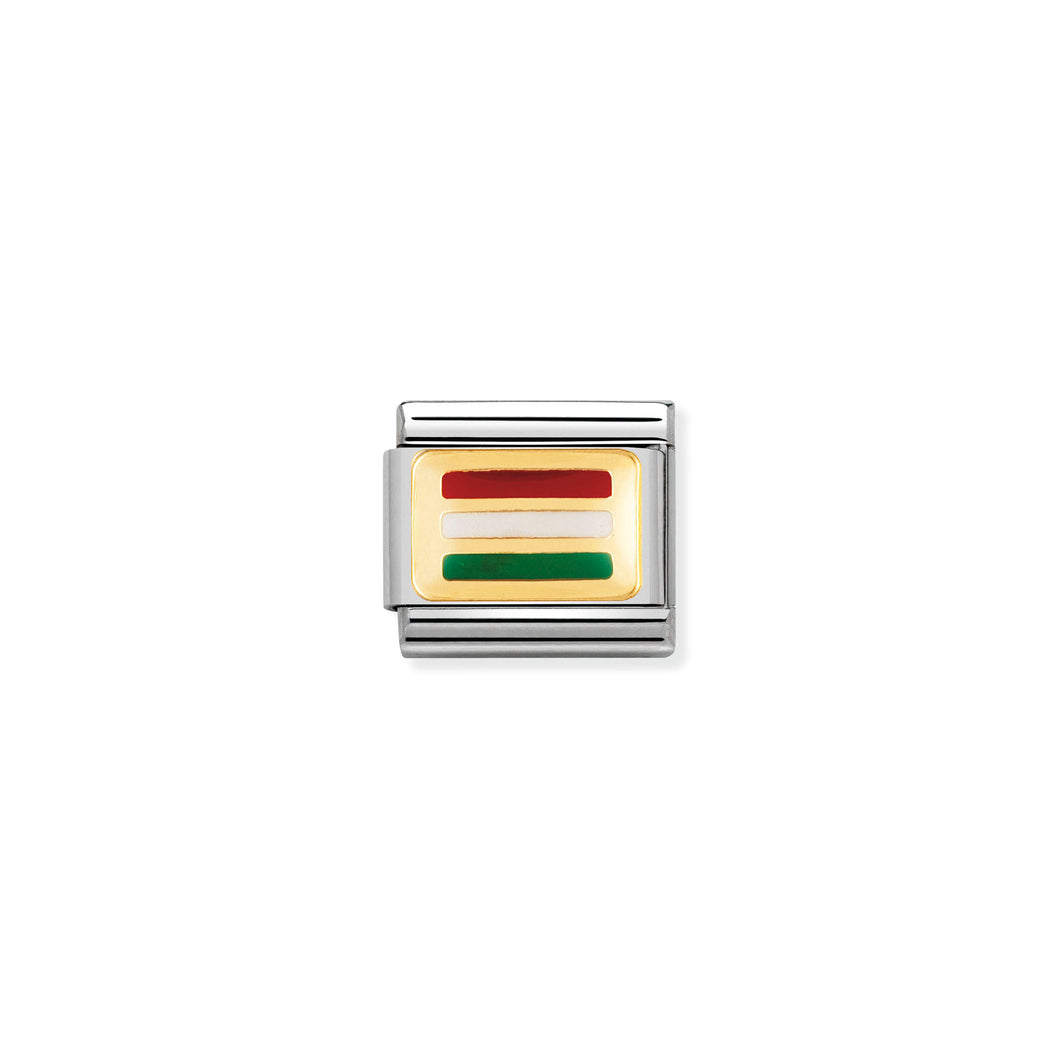 COMPOSABLE CLASSIC LINK 030234/28 HUNGARY FLAG IN 18K GOLD AND ENAMEL