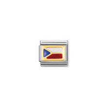 Load image into Gallery viewer, COMPOSABLE CLASSIC LINK 030234/30 CZECH REPUBLIC FLAG IN 18K GOLD AND ENAMEL
