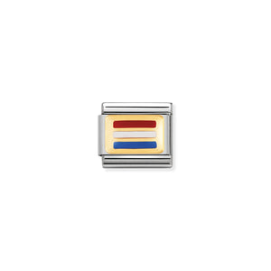 COMPOSABLE CLASSIC LINK 030234/32 LUXEMBOURG FLAG IN 18K GOLD AND ENAMEL