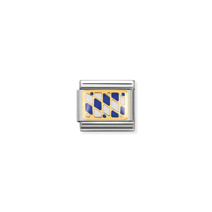 COMPOSABLE CLASSIC LINK 030234/37 BAVARIA FLAG IN 18K GOLD AND ENAMEL