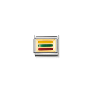 COMPOSABLE CLASSIC LINK 030234/39 LITHUANIA FLAG IN 18K GOLD AND ENAMEL