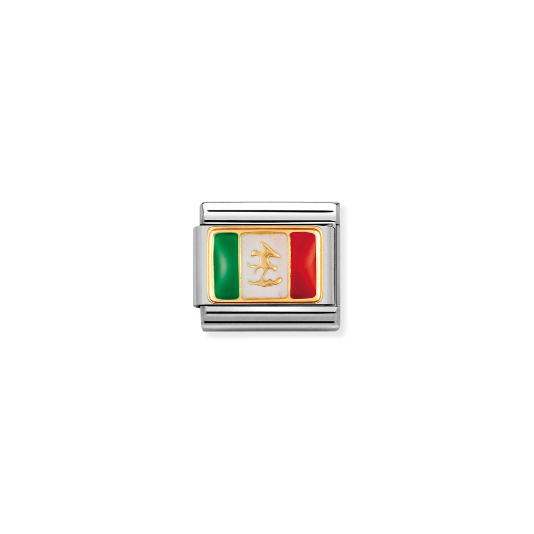 COMPOSABLE CLASSIC LINK 030235/08 MEXICO FLAG IN 18K GOLD AND ENAMEL