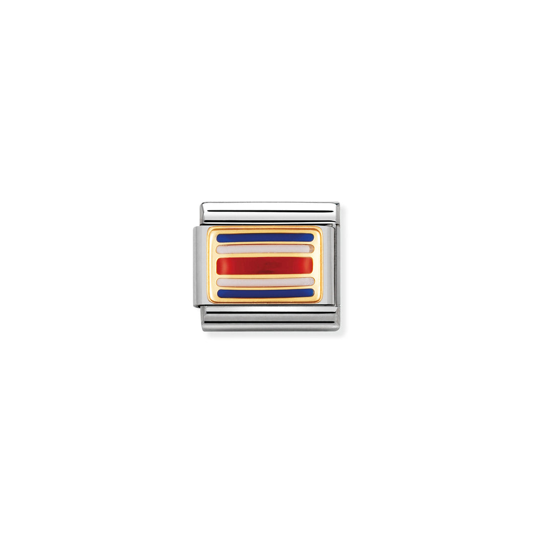 COMPOSABLE CLASSIC LINK 030235/11 COSTA RICA FLAG IN 18K GOLD AND ENAMEL