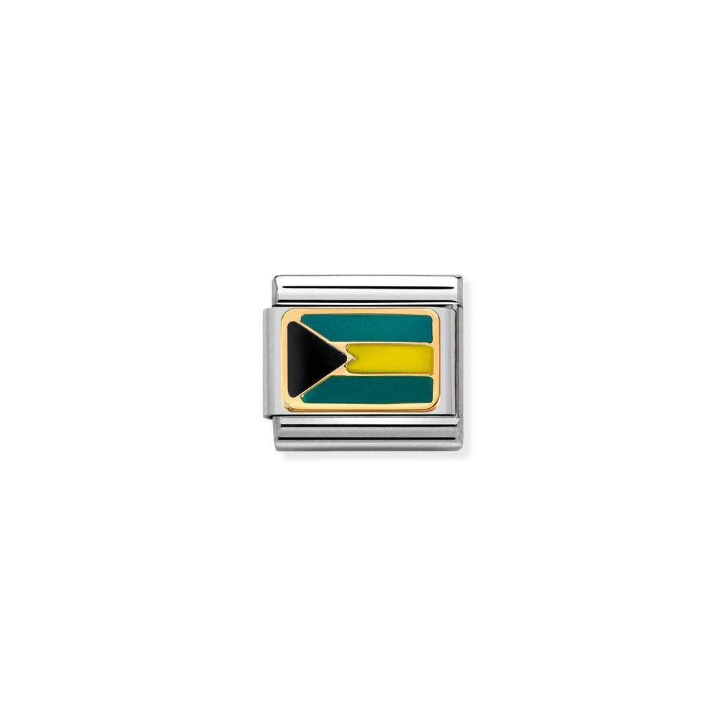 COMPOSABLE CLASSIC LINK 030235/19 BAHAMAS FLAG IN 18K GOLD AND ENAMEL