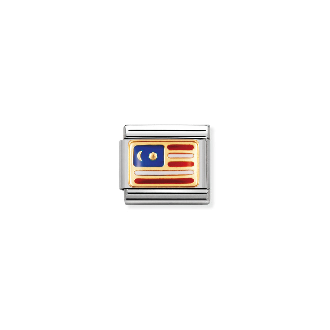 COMPOSABLE CLASSIC LINK 030236/06 MALAYSIA FLAG IN 18K GOLD AND ENAMEL