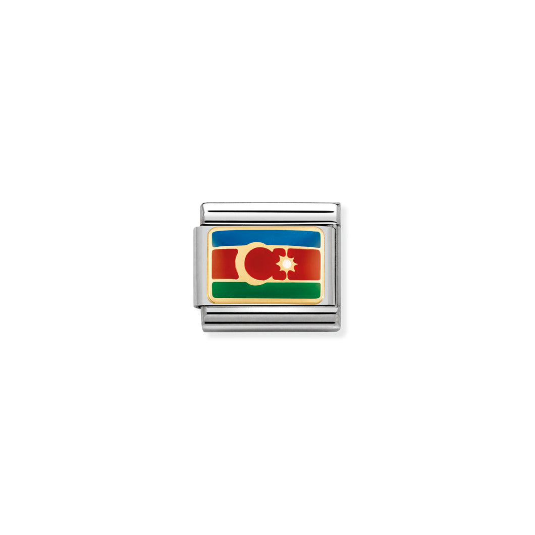 COMPOSABLE CLASSIC LINK 030236/19 AZERBAIJAN FLAG IN 18K GOLD AND ENAMEL