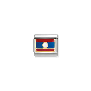 COMPOSABLE CLASSIC LINK 030236/21 LAOS FLAG IN 18K GOLD AND ENAMEL