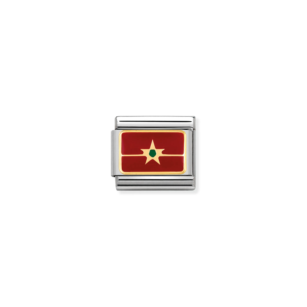 COMPOSABLE CLASSIC LINK 030237/20 MOROCCO FLAG IN 18K GOLD AND ENAMEL