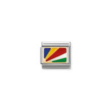 Load image into Gallery viewer, COMPOSABLE CLASSIC LINK 030237/22 SEYCHELLES FLAG IN 18K GOLD AND ENAMEL
