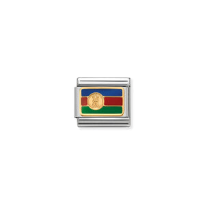 COMPOSABLE CLASSIC LINK 030238/04 NEW CALEDONIA FLAG IN 18K GOLD AND ENAMEL
