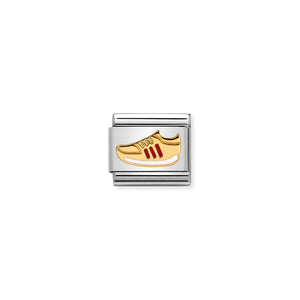 COMPOSABLE CLASSIC LINK 030242/33 RED STRIPED SNEAKER IN 18K GOLD AND ENAMEL