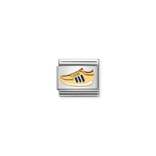 Load image into Gallery viewer, COMPOSABLE CLASSIC LINK 030242/34 BLUE STRIPED SNEAKER IN 18K GOLD AND ENAMEL
