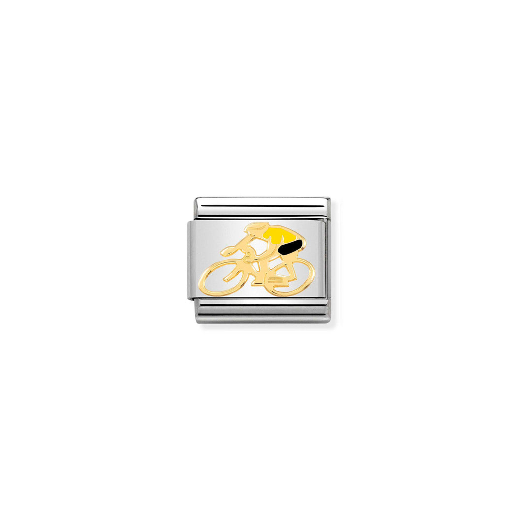 COMPOSABLE CLASSIC LINK 030259/13 YELLOW CYCLIST IN 18K GOLD AND ENAMEL