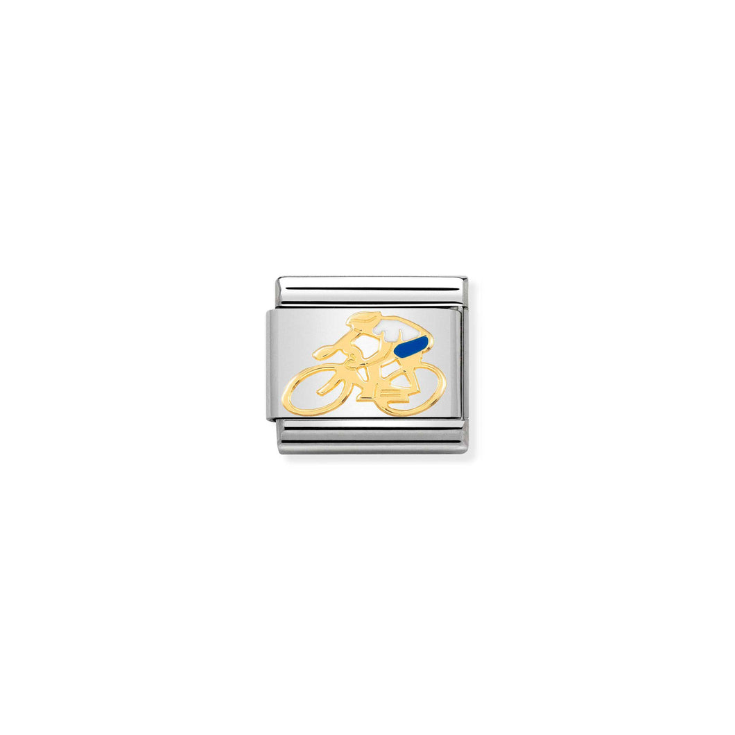 COMPOSABLE CLASSIC LINK 030259/15 WHITE CYCLIST IN 18K GOLD AND ENAMEL