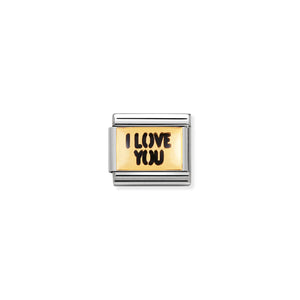 COMPOSABLE CLASSIC LINK 030261/06 I LOVE YOU IN 18K GOLD AND ENAMEL