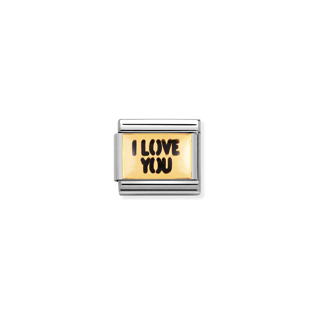 COMPOSABLE CLASSIC LINK 030261/06 I LOVE YOU IN 18K GOLD AND ENAMEL