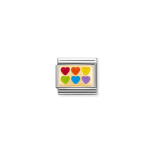 Load image into Gallery viewer, COMPOSABLE CLASSIC LINK 030263/22 RAINBOW HEARTS IN 18K GOLD
