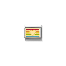Load image into Gallery viewer, COMPOSABLE CLASSIC LINK 030263/24 RAINBOW HEART FLAG IN 18K GOLD
