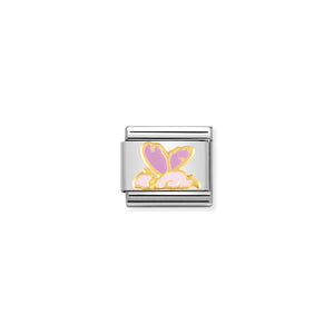 COMPOSABLE CLASSIC LINK 030272/04 PINK BABY FAIRY 18K GOLD AND ENAMEL