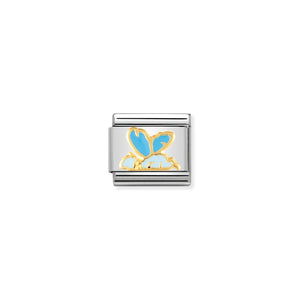 COMPOSABLE CLASSIC LINK 030272/05 LIGHT BLUE BABY FAIRY 18K GOLD AND ENAMEL