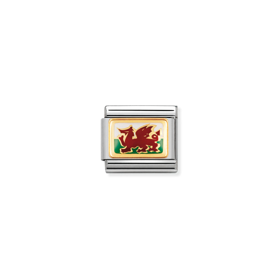 COMPOSABLE CLASSIC LINK 030273/40 WALES FLAG 18K GOLD RELIEF AND ENAMEL