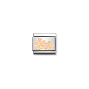 COMPOSABLE CLASSIC LINK 030278/16 PEACH FLOWER 18K GOLD AND ENAMEL