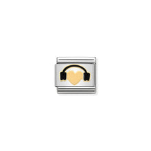 Load image into Gallery viewer, COMPOSABLE CLASSIC LINK 030283/01 HEART WITH HEADPHONES 18K GOLD AND ENAMEL
