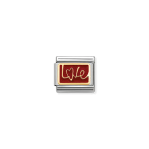 COMPOSABLE CLASSIC LINK 030284/11 LOVE IN ITALICS 18K GOLD AND ENAMEL