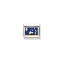 Load image into Gallery viewer, COMPOSABLE CLASSIC LINK 030284/44 STARS ON BLUE PLATE 18K GOLD AND ENAMEL
