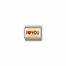 Load image into Gallery viewer, COMPOSABLE CLASSIC LINK 030284/52 I HEART YOU IN GOLD &amp; RED ENAMEL
