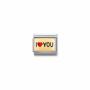 COMPOSABLE CLASSIC LINK 030284/52 I HEART YOU IN GOLD & RED ENAMEL