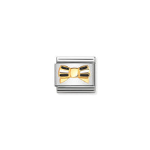 Load image into Gallery viewer, COMPOSABLE CLASSIC LINK 030285/46 BLACK AND WHITE STRIPED BOW IN 18K GOLD AND ENAMEL
